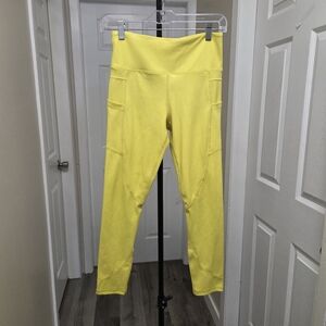 Zyia Active Yellow High Waisted Pocket Leggings Athletic Workout Yoga Pants